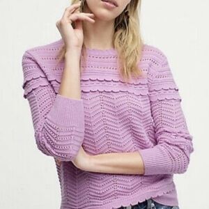 J crew scalloped/ruffled pointelle sweater